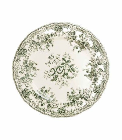 dinner plate with green vintage floral design