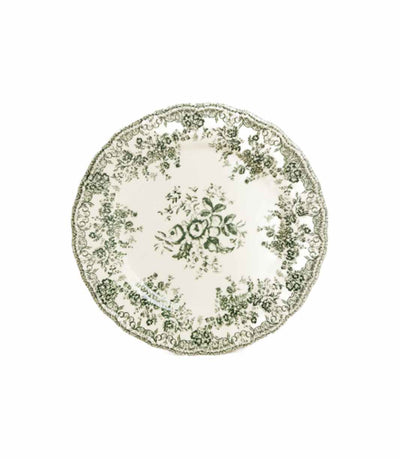 salad plate with green vintage floral design 